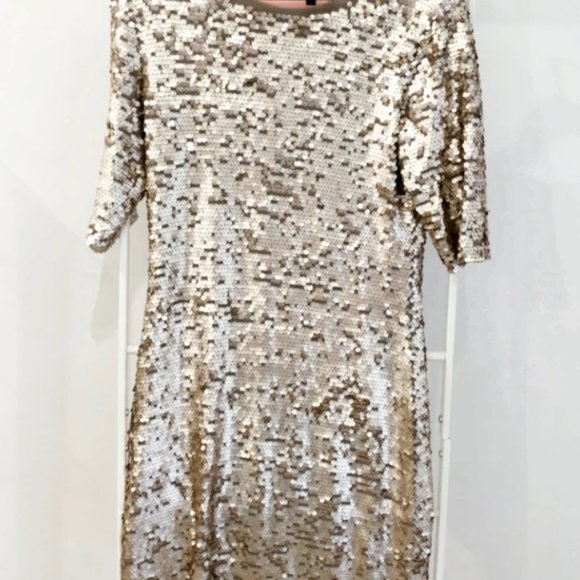 BCBG Midi Champagne Sequin Dress - Picture 3 of 3